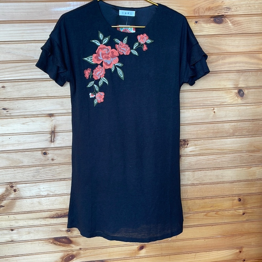 Black Floral Embroidered Dress